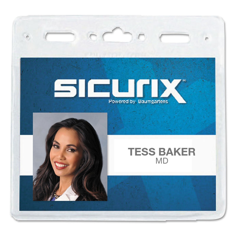 SICURIX Sicurix Vinyl Badge Holder, 4 x 3, Clear, 50/Pack