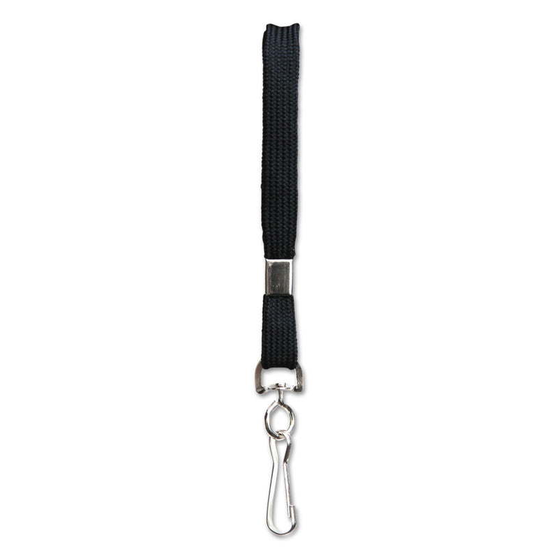 SICURIX Flat Lanyard, Metal Hook Fastener, 36", Nylon, Black, 100/Pack
