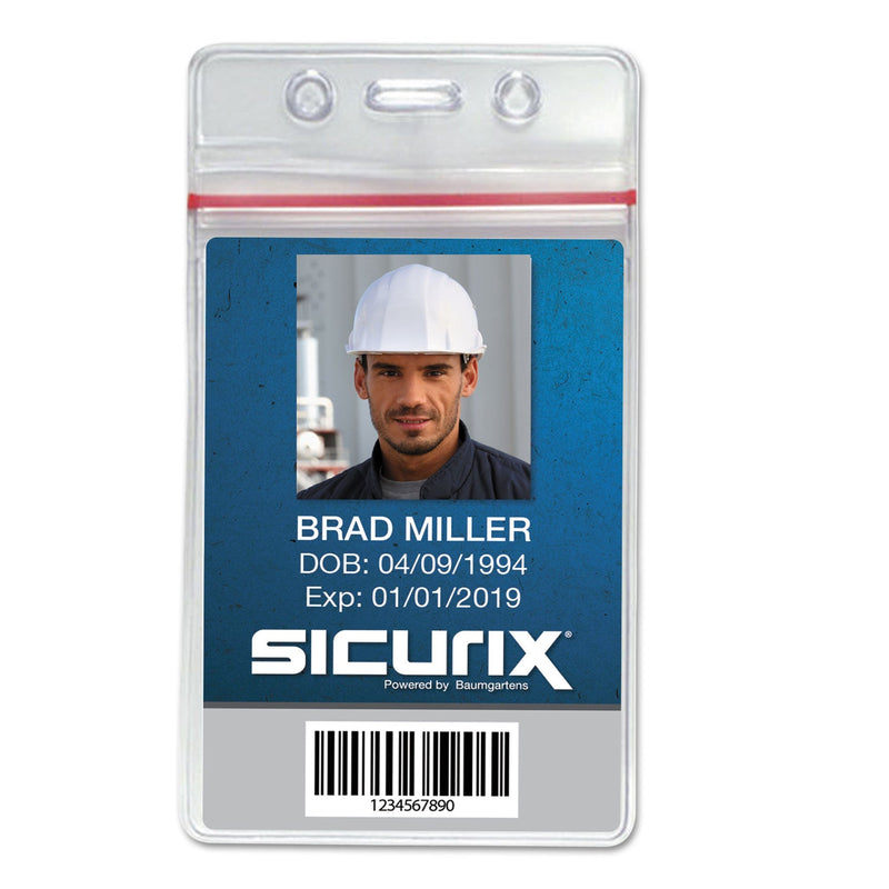 SICURIX Sealable Cardholder, Vertical, 2.62 x 3.75, Clear, 50/Pack