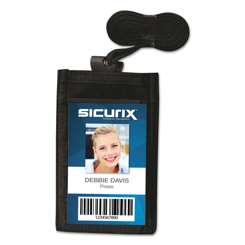 SICURIX Sicurix ID Neck Pouch, Vertical, 3 x 4 3/4, Black