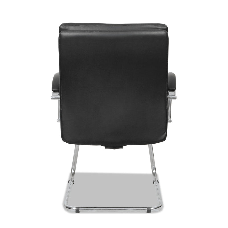 Alera Neratoli Slim Profile Guest Chair, Faux Leather, 23.81" x 27.16" x 36.61", Black Seat/Back, Chrome Base