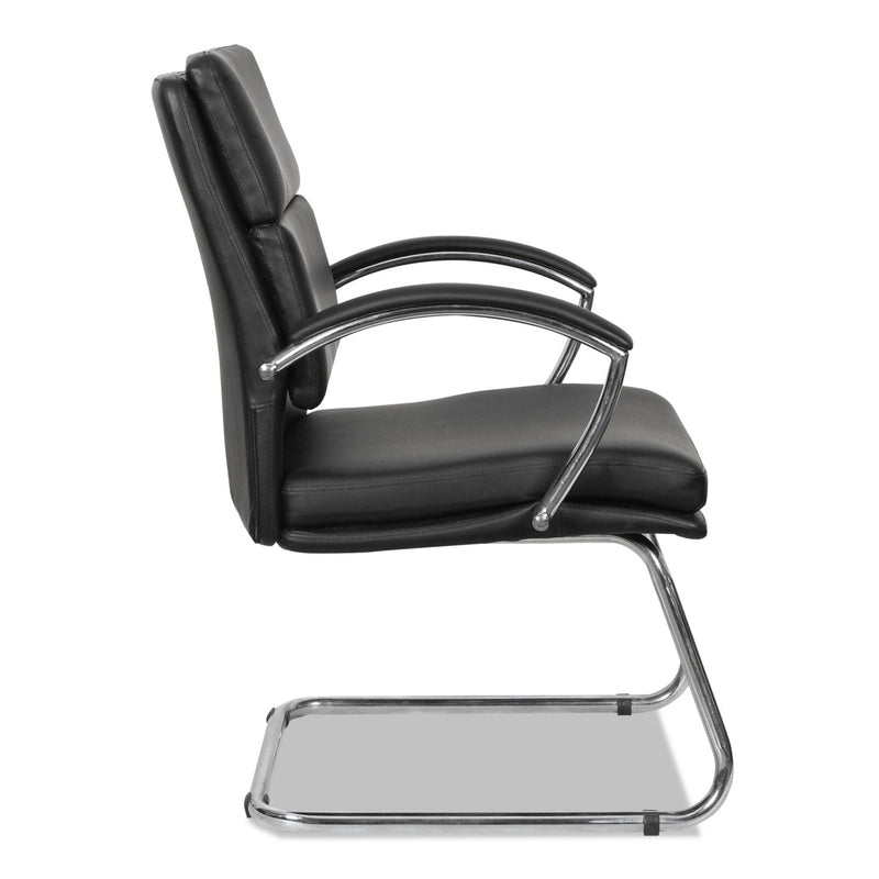 Alera Neratoli Slim Profile Guest Chair, Faux Leather, 23.81" x 27.16" x 36.61", Black Seat/Back, Chrome Base