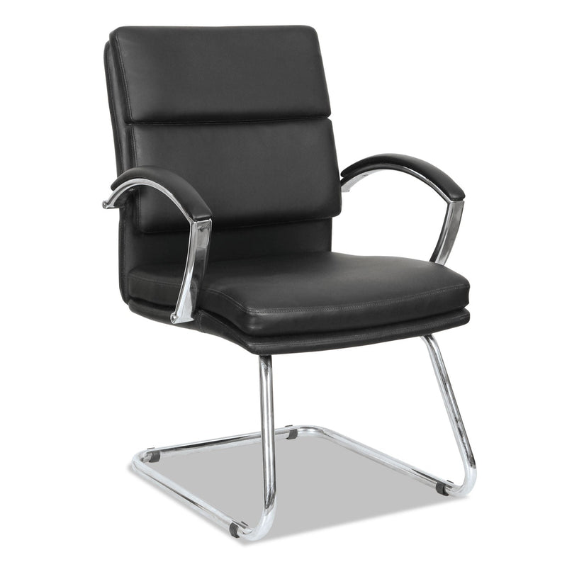 Alera Neratoli Slim Profile Guest Chair, Faux Leather, 23.81" x 27.16" x 36.61", Black Seat/Back, Chrome Base