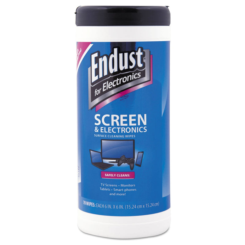 Endust Antistatic Cleaning Wipes, Premoistened, 5 x 7, Clean Scent, 70/Canister