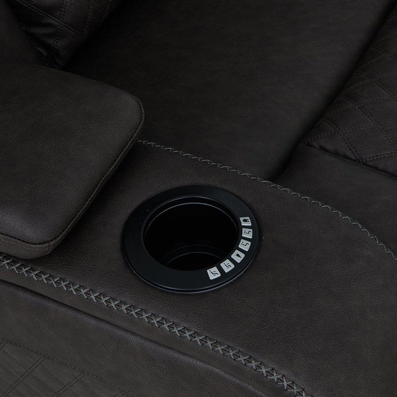 Wendell - Power Motion Sofa With Dropdown Table, Storage, USB & LED - Dark Gray
