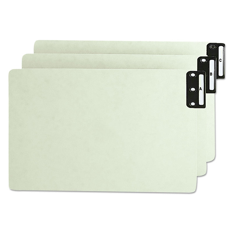 Smead 100% Recycled End Tab Pressboard Guides with Metal Tabs, 1/3-Cut End Tab, A to Z, 8.5 x 14, Green, 25/Set