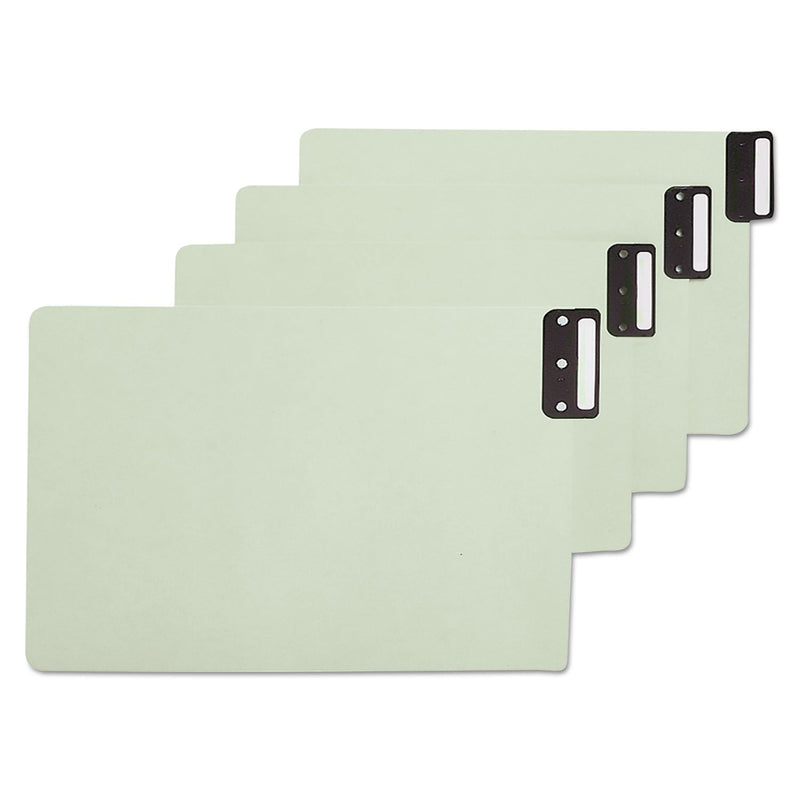 Smead 100% Recycled End Tab Pressboard Guides with Metal Tabs, 1/3-Cut End Tab, Blank, 8.5 x 14, Green, 50/Box