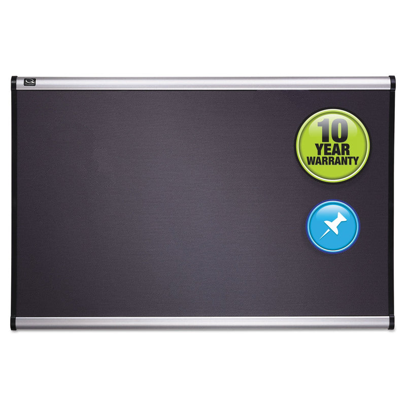 Quartet Prestige Bulletin Board, Diamond Mesh Fabric, 36 x 24, Gray/Aluminum Frame