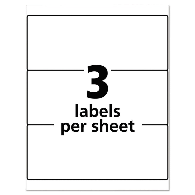Avery Durable Permanent ID Labels with TrueBlock Technology, Laser Printers, 3.25 x 8.38, White, 3/Sheet, 50 Sheets/Pack