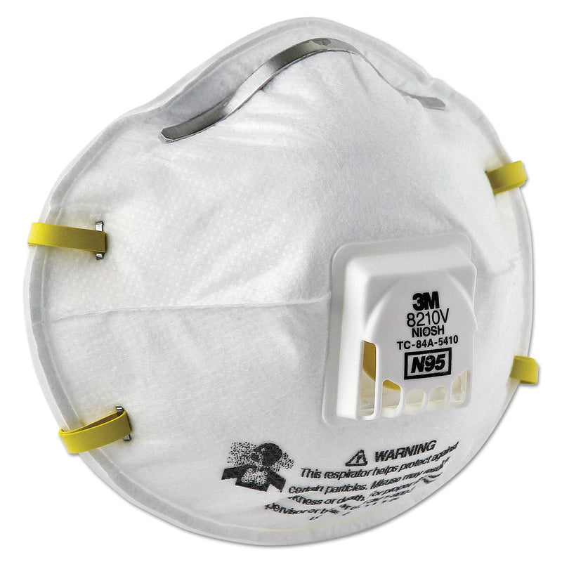 3M Particulate Respirator 8210V, N95, Cool Flow Valve, Standard Size, 10/Box