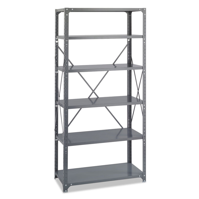 Safco Commercial Steel Shelving Unit, Six-Shelf, 36w x 18d x 75h, Dark Gray