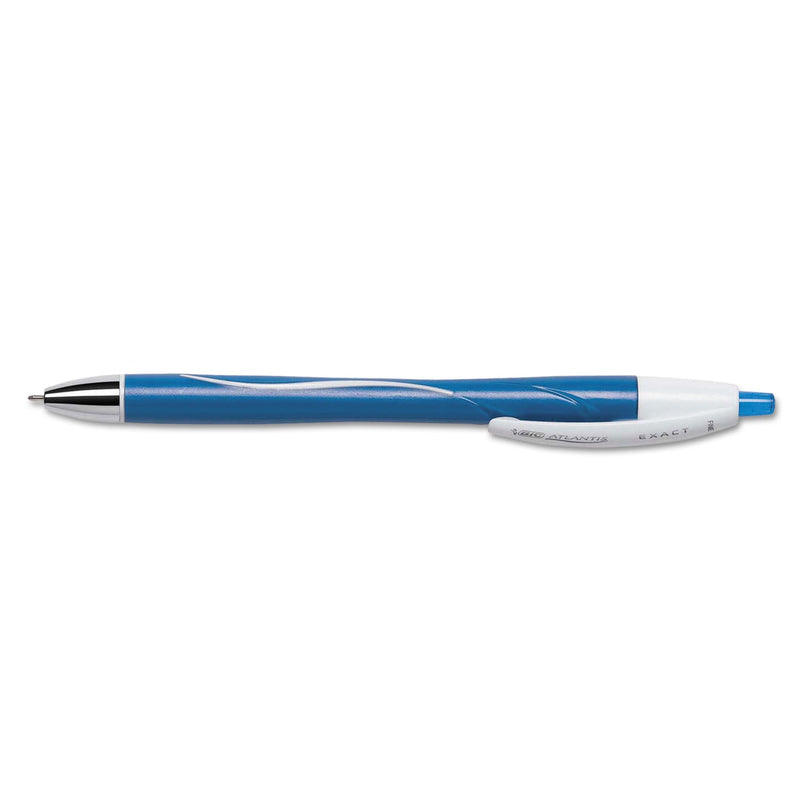 BIC GLIDE Exact Ballpoint Pen, Retractable, Fine 0.7 mm, Blue Ink, Blue Barrel, Dozen