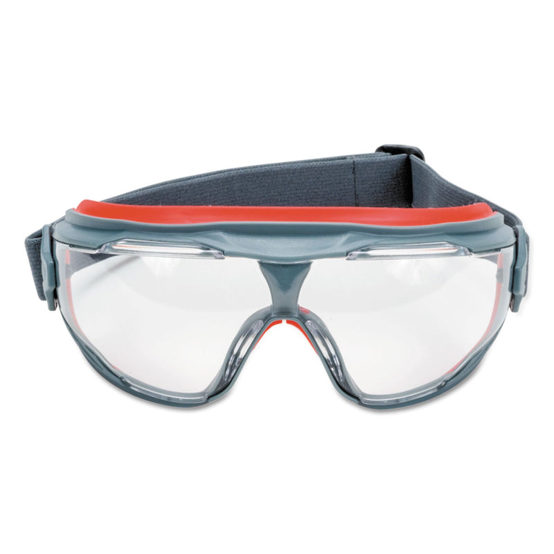 3M GoggleGear 500Series Safety Goggles, Anti-Fog, Red/Gray Frame, Clear Lens,10/Ctn