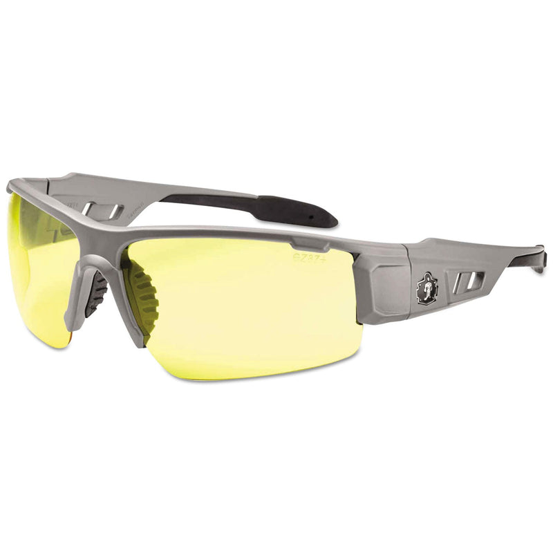 ergodyne Skullerz Dagr Safety Glasses, Matte Gray Frame/Yellow Lens, Nylon/Polycarb