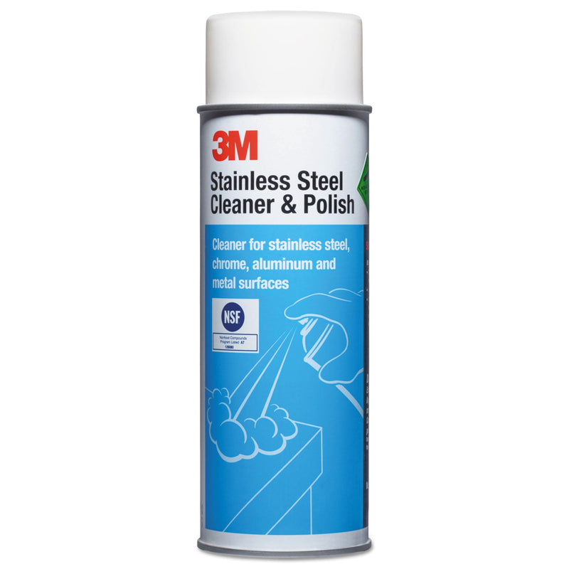 3M Stainless Steel Cleaner and Polish, Lime Scent, Foam, 21 oz Aerosol Spray, 12/Carton