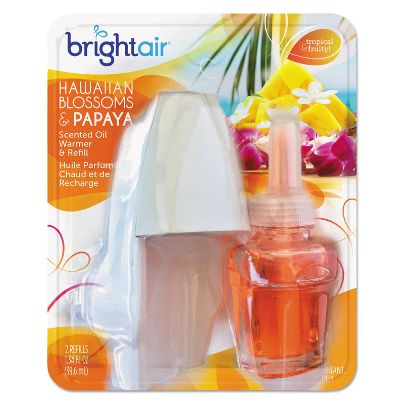 BRIGHT Air Electric Scented Oil Air Freshener Warmer and Refill Combo, Hawaiian Blossoms and Papaya, 0.67 oz