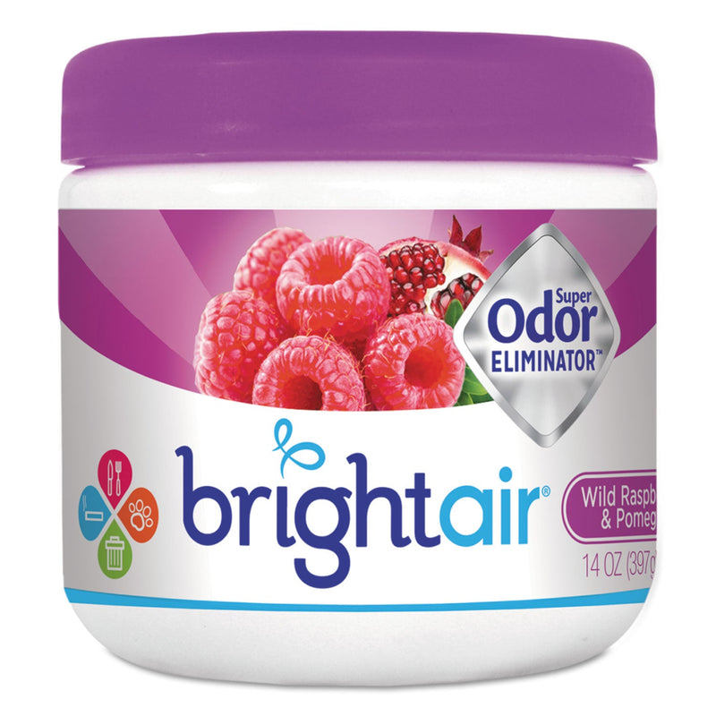 BRIGHT Air Super Odor Eliminator, Wild Raspberry and Pomegranate, 14 oz Jar, 6/Carton