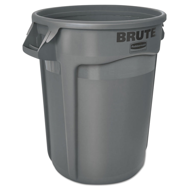 Rubbermaid Round Brute Container, Plastic, 32 gal, Gray