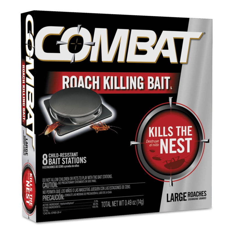 Combat Source Kill Large Roach Killing System, Child-Resistant Disc, 8/Box, 12 Boxes/Carton