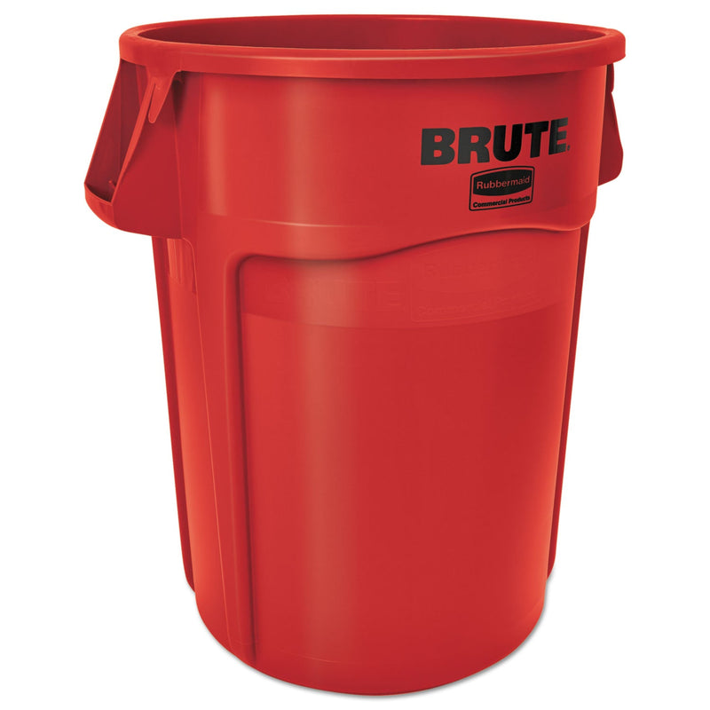 Rubbermaid Brute Vented Trash Receptacle, Round, 44 gal, Red