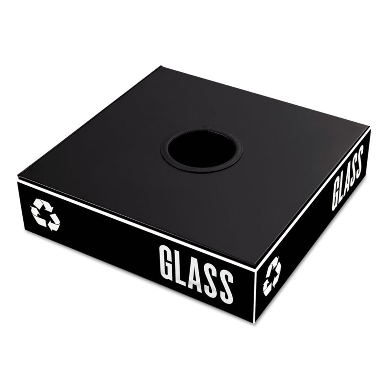 Safco Public Square Recycling Container Lid, Circular Opening, 15.25w x 15.25d x 2h, Black