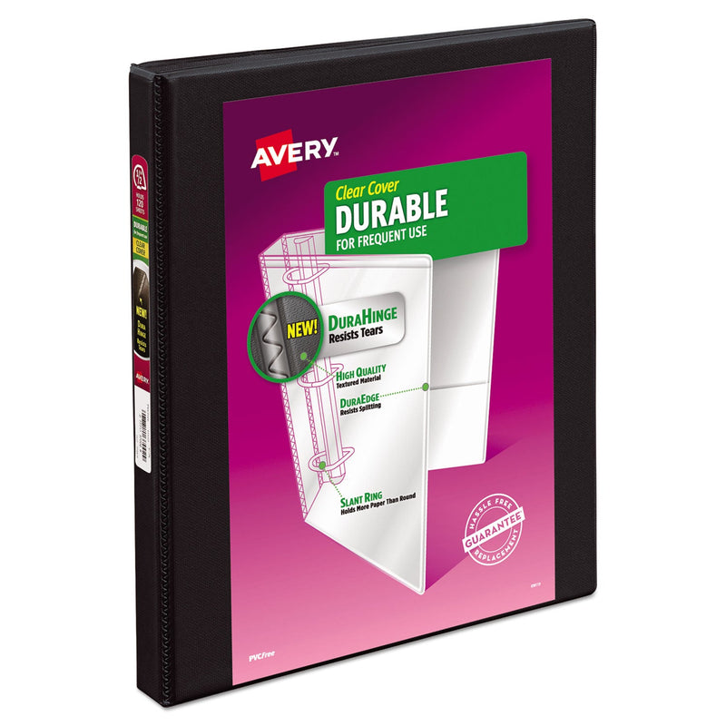 Avery Durable View Binder with DuraHinge and Slant Rings, 3 Rings, 0.5" Capacity, 11 x 8.5, Black