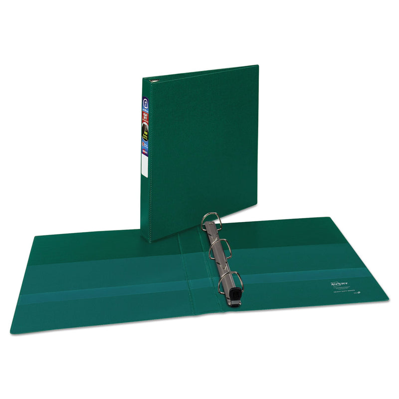 Avery Heavy-Duty Non-View Binder with DuraHinge and One Touch EZD Rings, 3 Rings, 1" Capacity, 11 x 8.5, Green