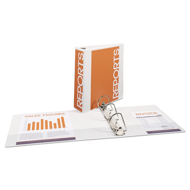 Avery Durable View Binder with DuraHinge and Slant Rings, 3 Rings, 3" Capacity, 11 x 8.5, White