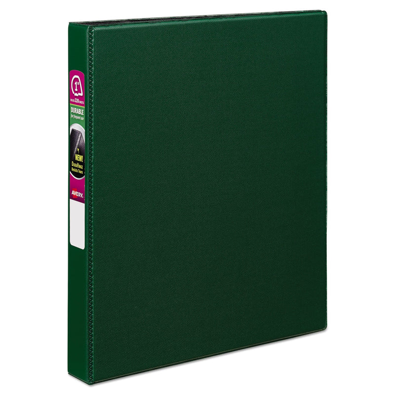 Avery Durable Non-View Binder with DuraHinge and Slant Rings, 3 Rings, 1" Capacity, 11 x 8.5, Green