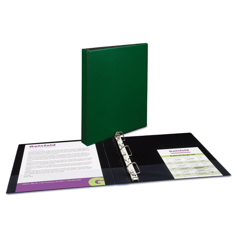 Avery Durable Non-View Binder with DuraHinge and Slant Rings, 3 Rings, 1" Capacity, 11 x 8.5, Green