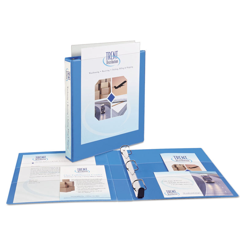 Avery Heavy-Duty Non Stick View Binder with DuraHinge and Slant Rings, 3 Rings, 1" Capacity, 11 x 8.5, Light Blue, (5301)