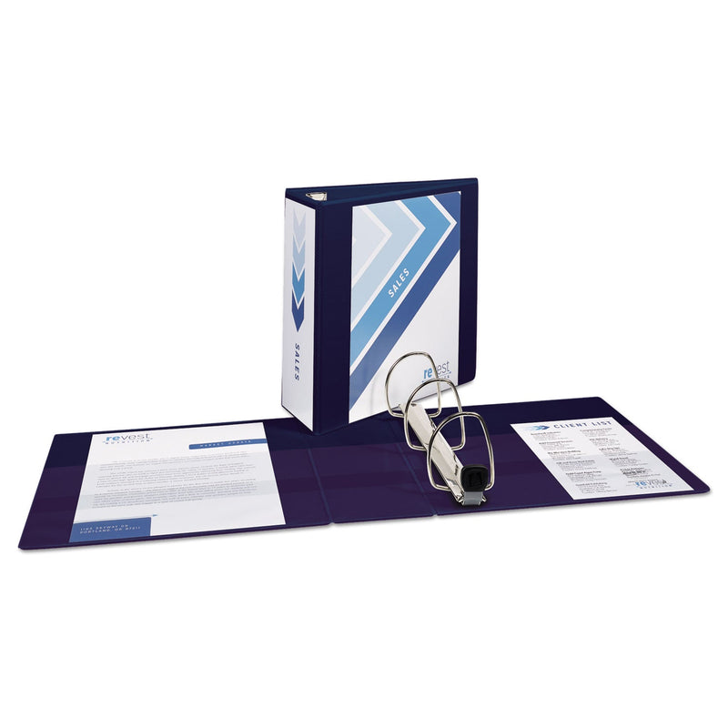 Avery Heavy-Duty View Binder with DuraHinge and Locking One Touch EZD Rings, 3 Rings, 4" Capacity, 11 x 8.5, Navy Blue