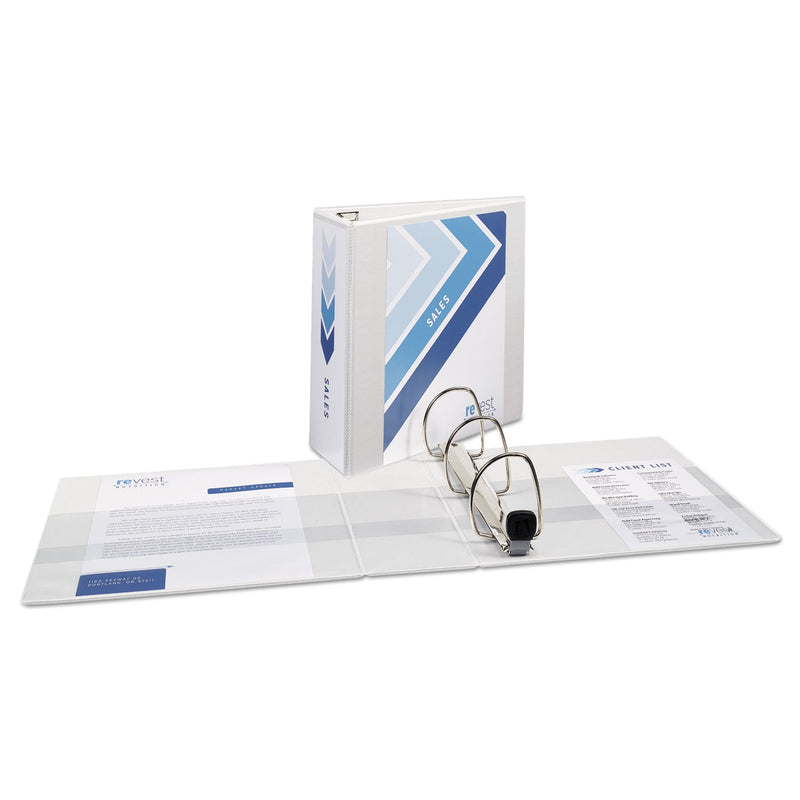 Avery Heavy-Duty View Binder with DuraHinge and Locking One Touch EZD Rings, 3 Rings, 4" Capacity, 11 x 8.5, White