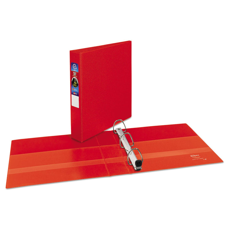 Avery Heavy-Duty Non-View Binder with DuraHinge and One Touch EZD Rings, 3 Rings, 1.5" Capacity, 11 x 8.5, Red