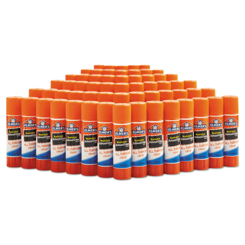 Elmer's Washable School Glue Sticks, 0.24 oz, Applies and Dries Clear, 60/Box