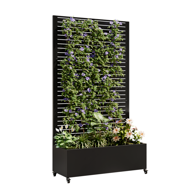 Metal Planter Box with Trellis, 73' x 35' x 16" Raised Garden Bed
