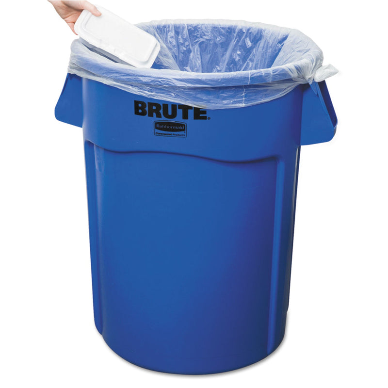 Rubbermaid Brute Vented Trash Receptacle, Round, 44 gal, Blue
