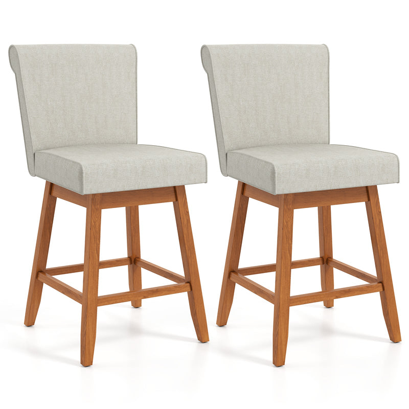 27 Inch Counter Height Bar Chairs with Rubber Wood Legs Set of 2