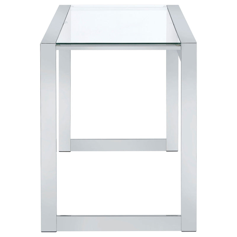 Hartford 47-inch Glass Top Writing Desk Chrome
