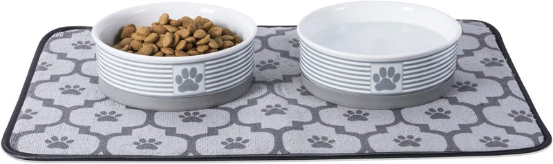 Paw & Patch Ceramic Pet Collection, Medium Set, 6X2", Gray, 2 Piece