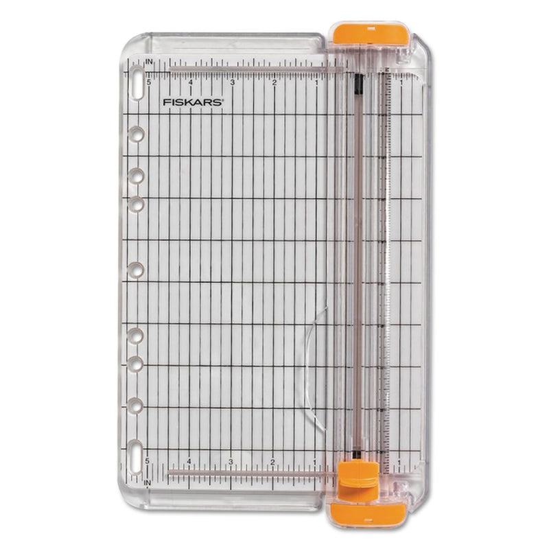 Fiskars SureCut Paper Trimmer, 8 Sheets, 9" Cut Length, Plastic Base, 8.88 x 14.38