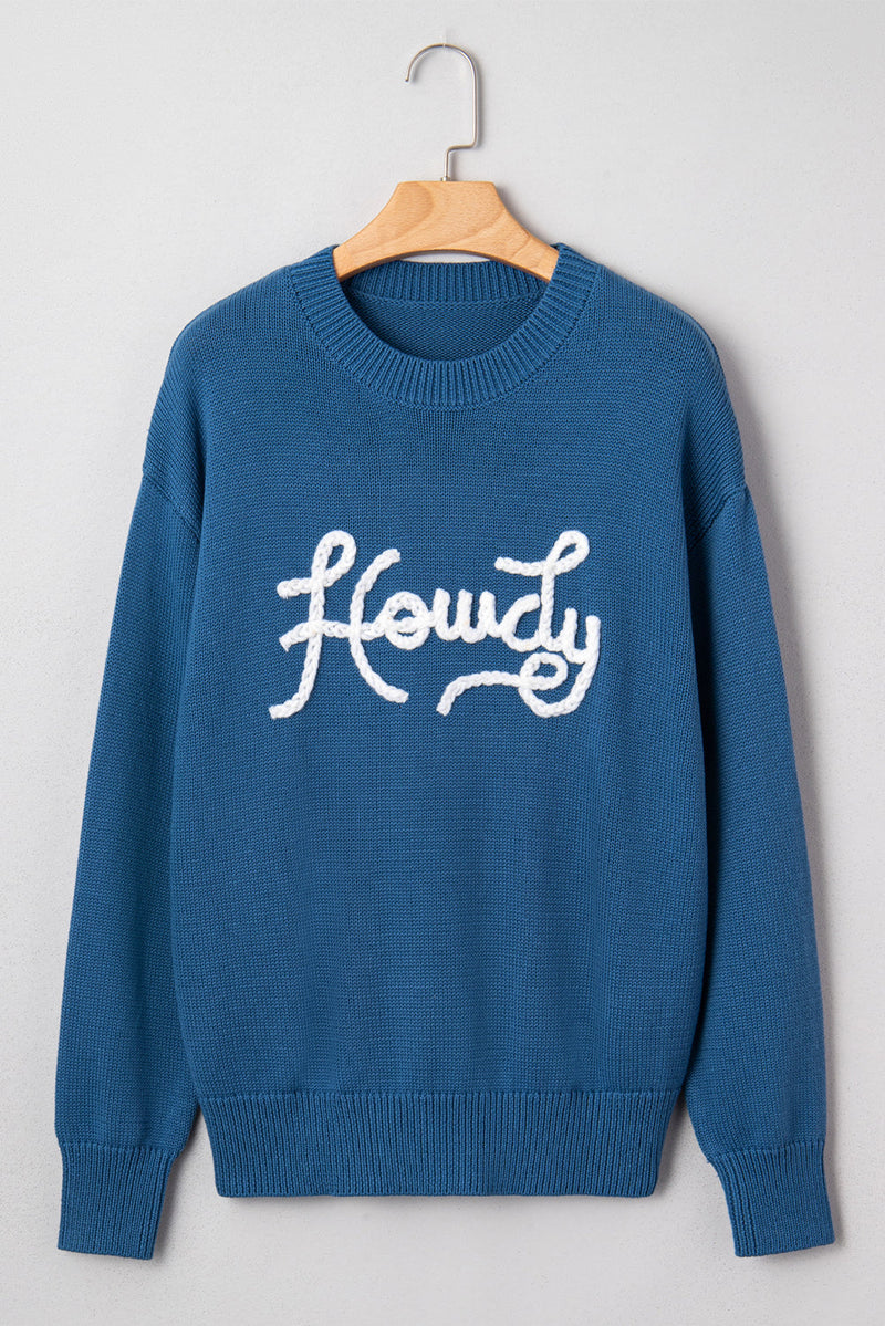 Emiyra Embroidered Graphic Western Sweater
