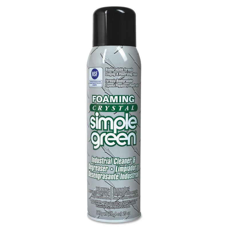 Simple Green Foaming Crystal Industrial Cleaner and Degreaser, 20 oz Aerosol Spray, 12/Carton