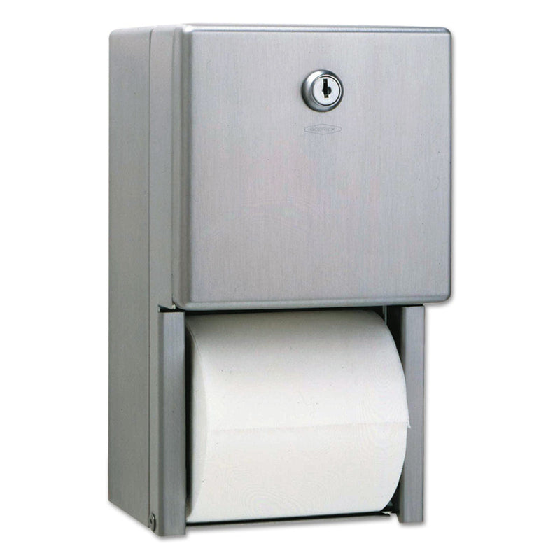 Bobrick Stainless Steel 2-Roll Tissue Dispenser, 6.06 x 5.94 x 11, Stainless Steel
