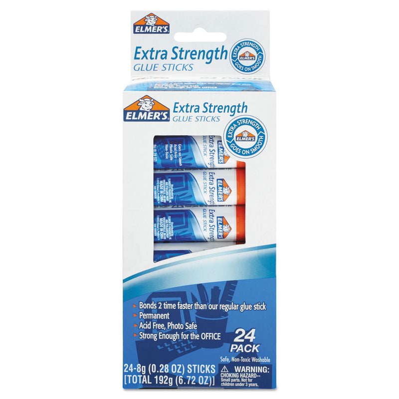Elmer's Extra-Strength Office Glue Stick, 0.28 oz, Dries Clear, 24/Pack