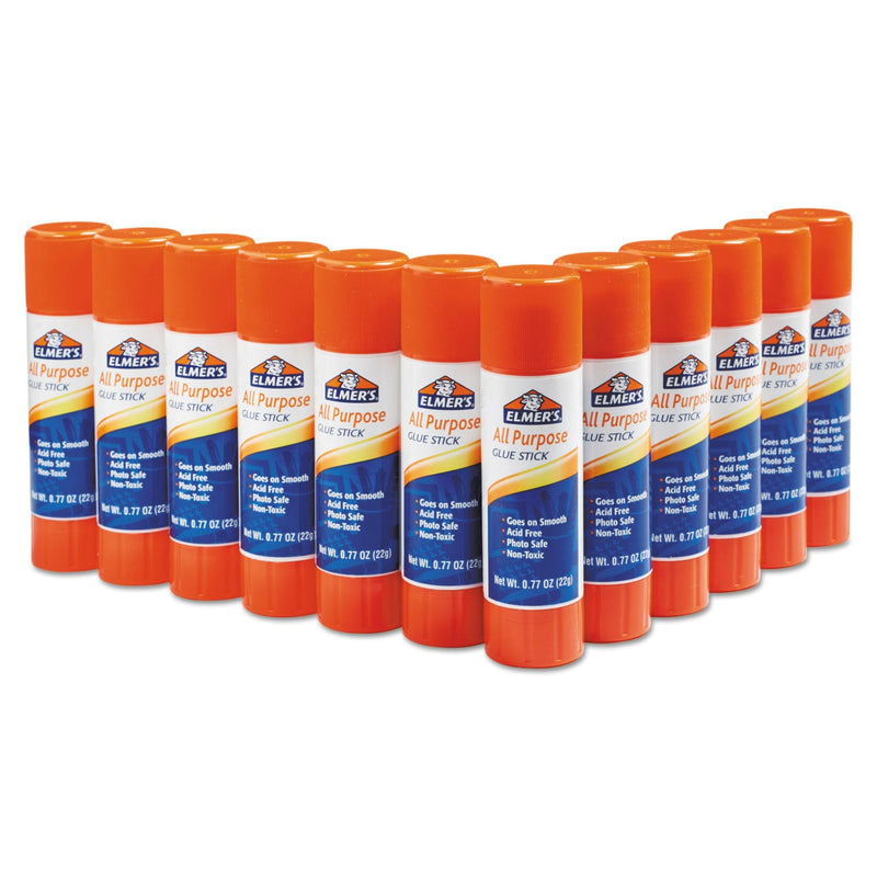 Elmer's Disappearing Glue Stick, 0.21 oz, Applies White, Dries Clear, 24/Pack