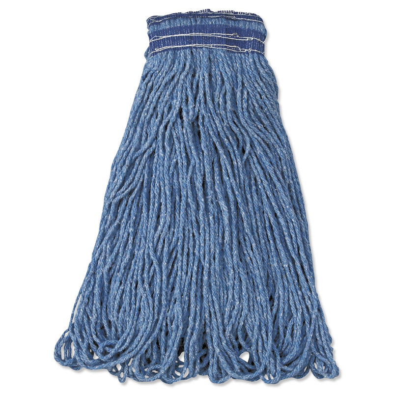 Rubbermaid Universal Headband Mop Head, Cotton/Synthetic, 24oz, Blue, 12/Carton