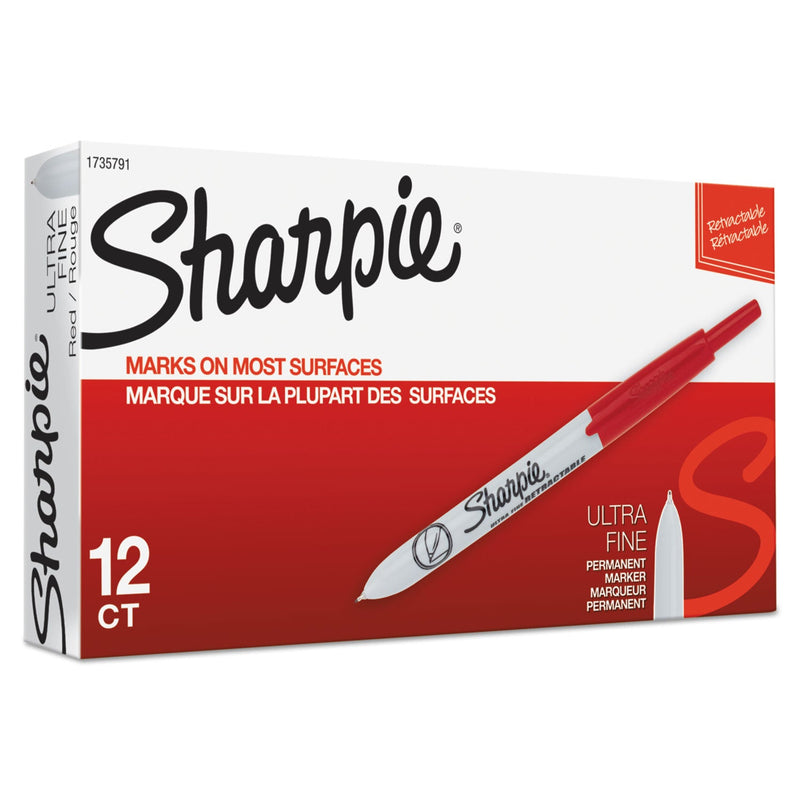 Sharpie Retractable Permanent Marker, Extra-Fine Needle Tip, Red
