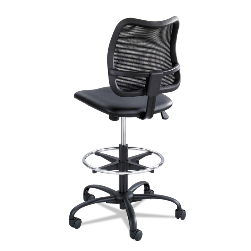 Safco Vue Series Mesh Extended-Height Chair, Supports Up to 250 lb, 23" to 33" Seat Height, Black Vinyl Seat, Black Base