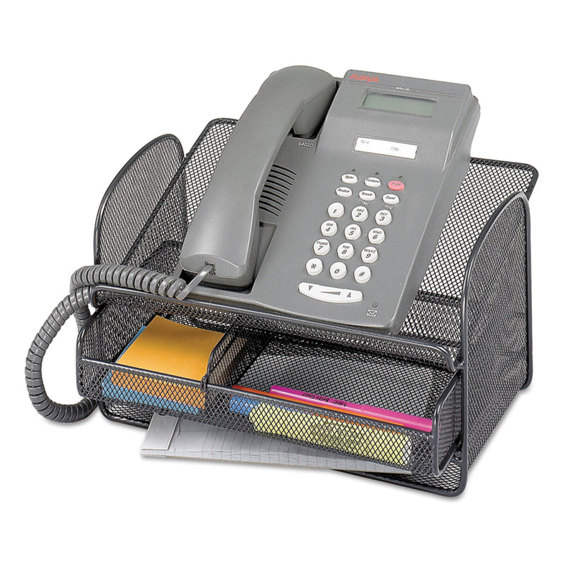 Safco Onyx Angled Mesh Steel Telephone Stand, 11.75 x 9.25 x 7, Black